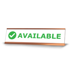 Available, Green Black Frame Desk Sign (2 x 8")