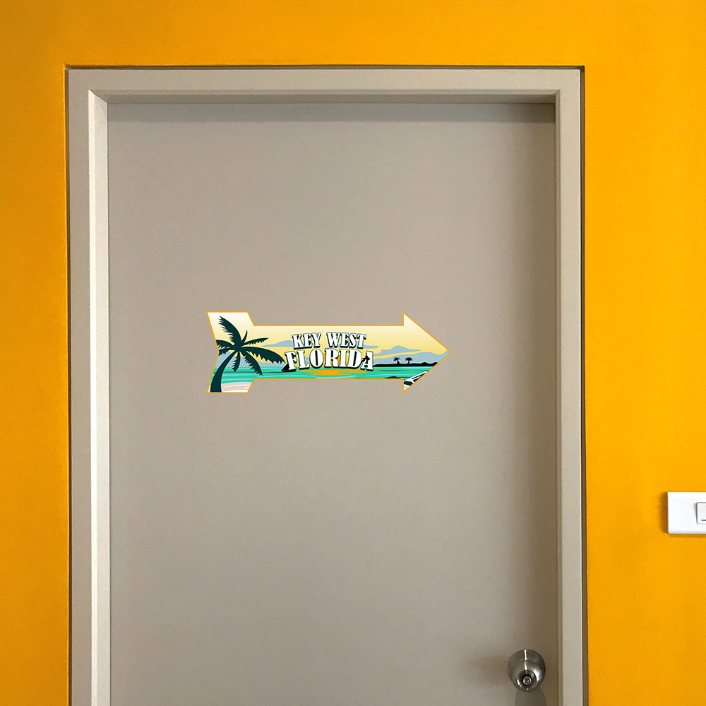 Arrow Shape Plus Key West, Florida 12x4" Wall or Door Sign | Stylish Famous US Beach Souvenirs