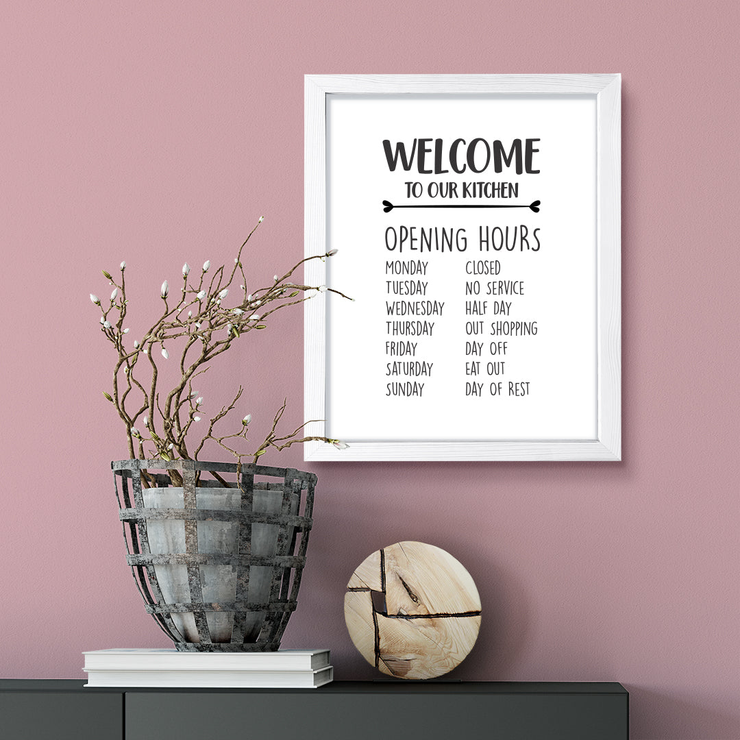 Welcome To Our Kitchen, Framed Wall Art, Home Décor Prints