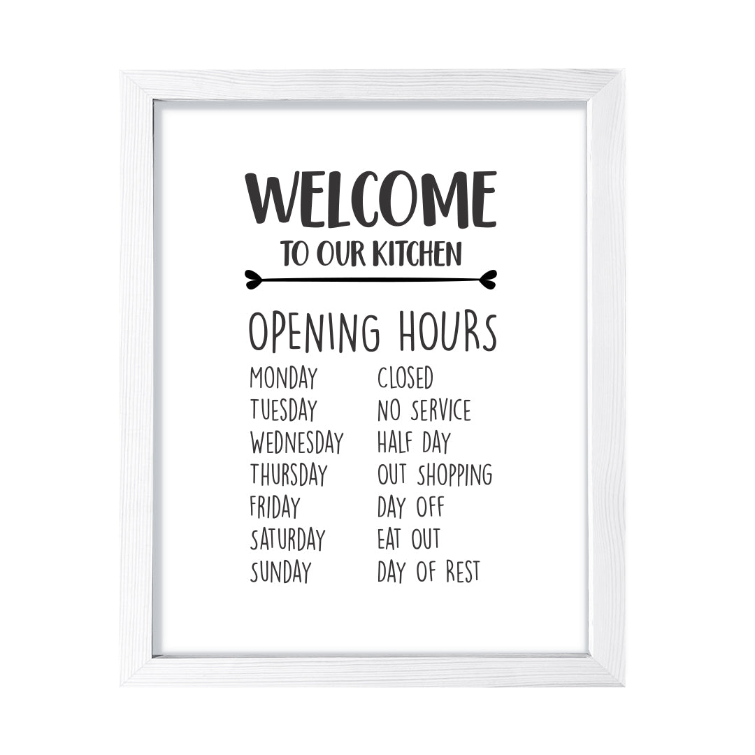 Welcome To Our Kitchen, Framed Wall Art, Home Décor Prints