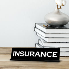 Signs ByLITA Insurance Black Frame, Desk Sign (2x8")