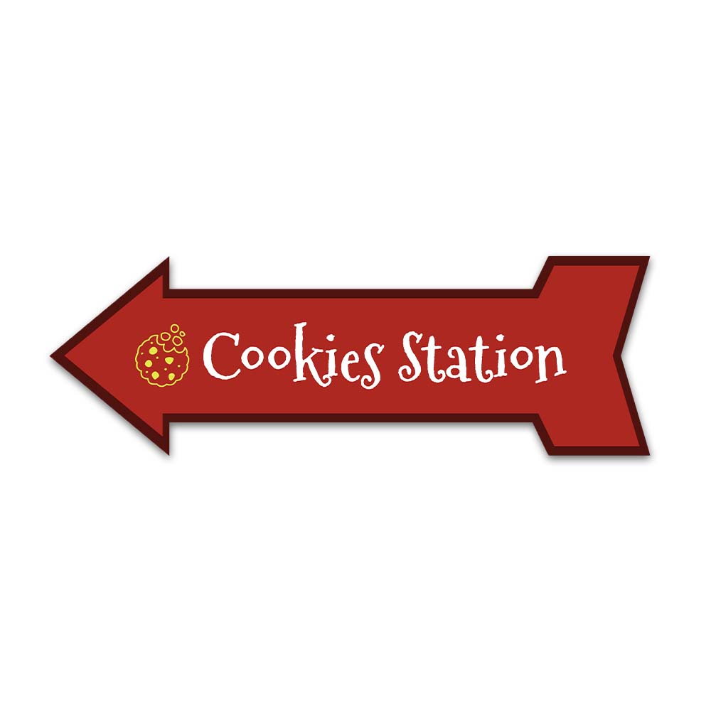 Arrow Shape Plus Cookies Station 12x4" Wall or Door Sign | Christmas Holiday Decoration