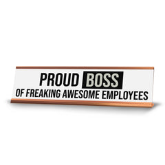 Signs ByLITA Proud Boss of Freaking Awesome Employees Gold Frame Desk Sign (2x8?)