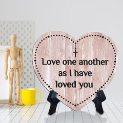 Sign ByLITA Heart Love one another as I have loved you, Wood Color, Table Sign (6"x5")