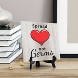 Signs ByLITA Spread Love Not Germs, Wood Color, Square Table Sign (5" x 5”)