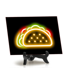 Taco Neon Graphic Style Table Sign with Acrylic Stand (6x8“) | Live Streamer Gaming Themed Decoration