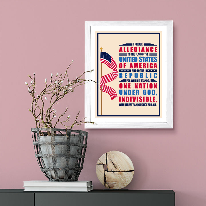 Designs ByLITA I pledge allegiance to the Flag of the United States of America, and to the Republic for which it stands, Wall Print Art | USA Patriotic Decoration (Unframed or Framed)