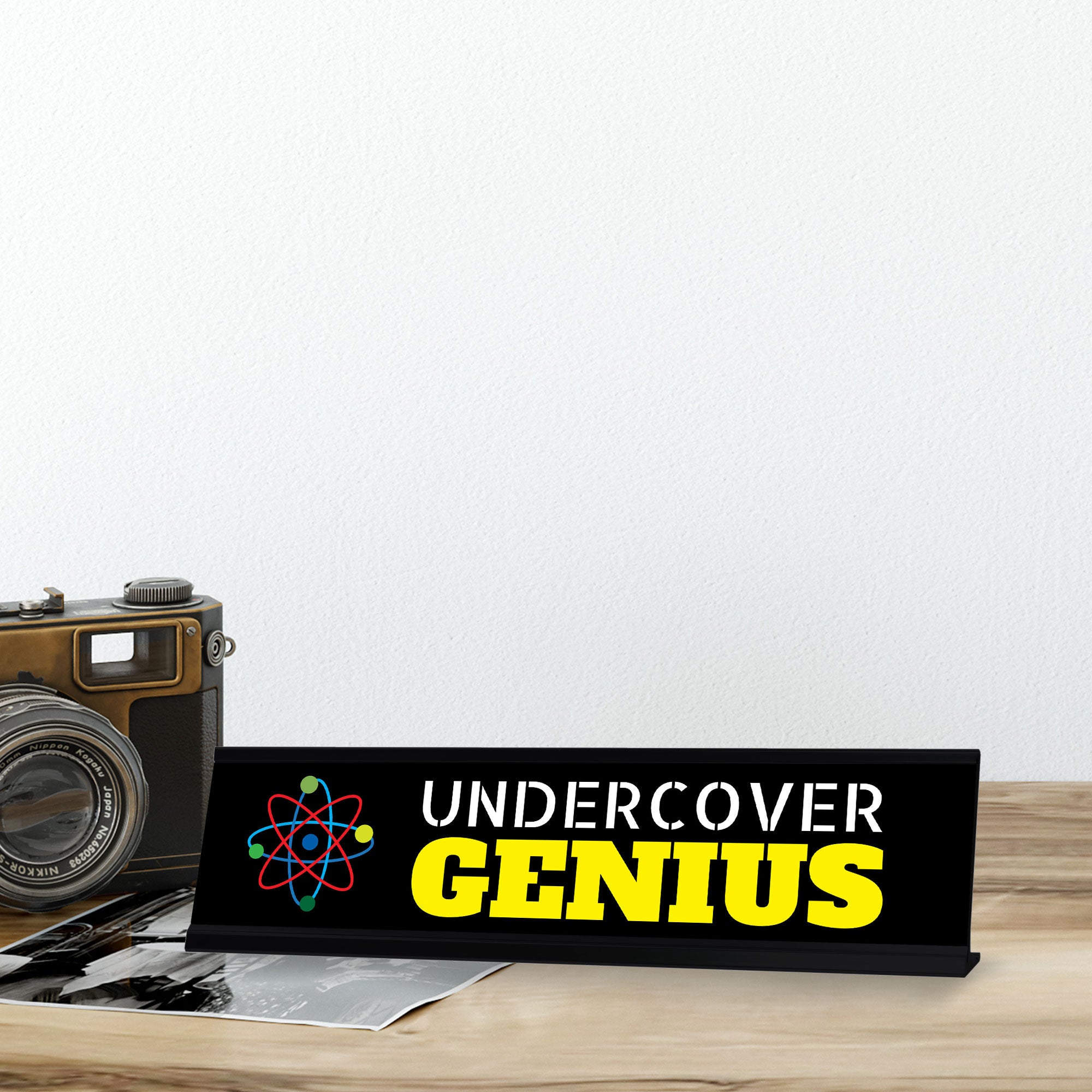 Signs ByLITA Undercover Genius Black Frame Desk Sign (2x8")