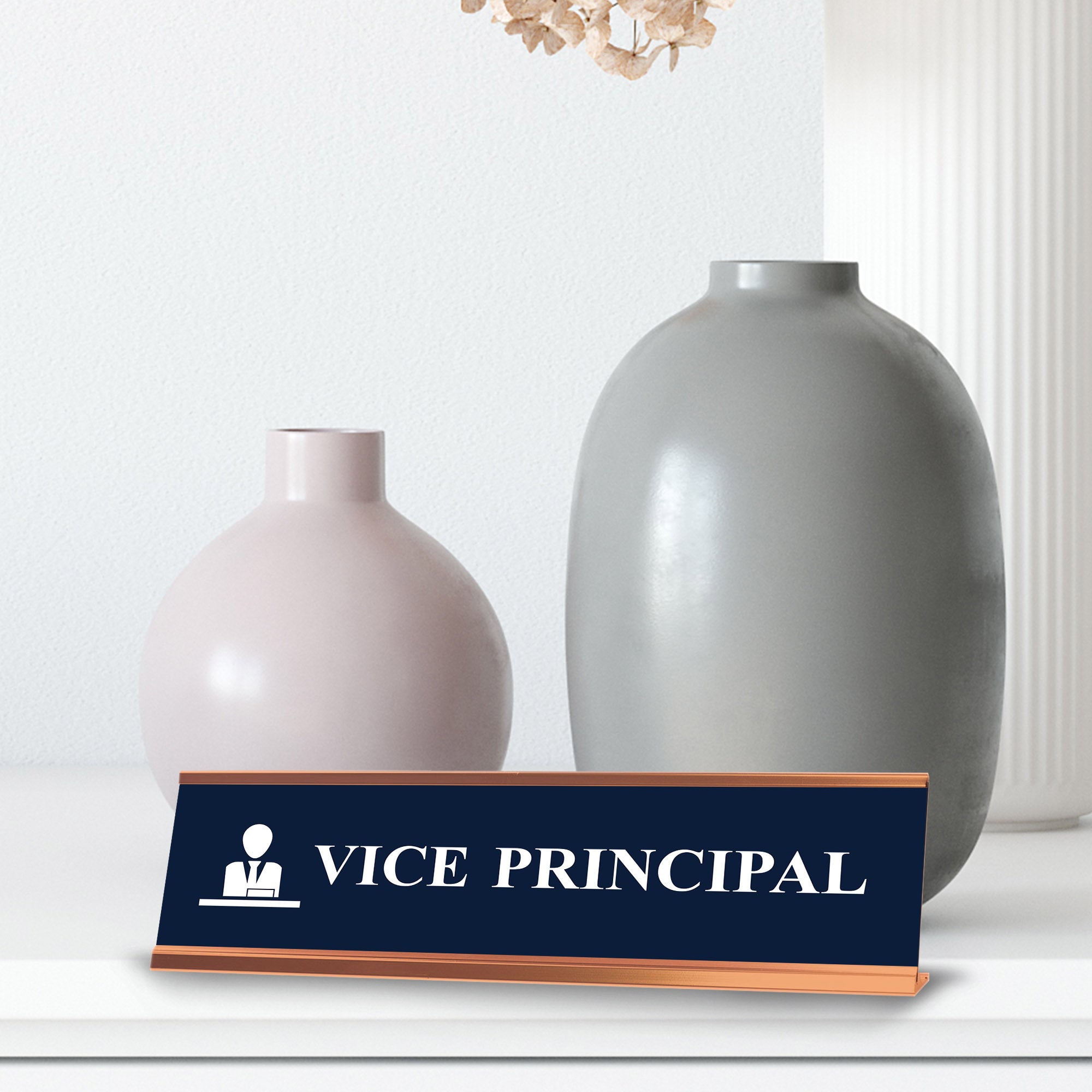 Vice Principal, Front Desk Gold Frame, Desk Sign (2x8")