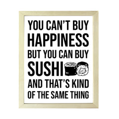 Designs ByLITA You Can't Buy Happiness But You Can Buy Sushi, Framed Print Inspirational Wall Art | Decoration For Sushi Lovers