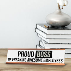 Signs ByLITA Proud Boss of Freaking Awesome Employees Gold Frame Desk Sign (2x8?)