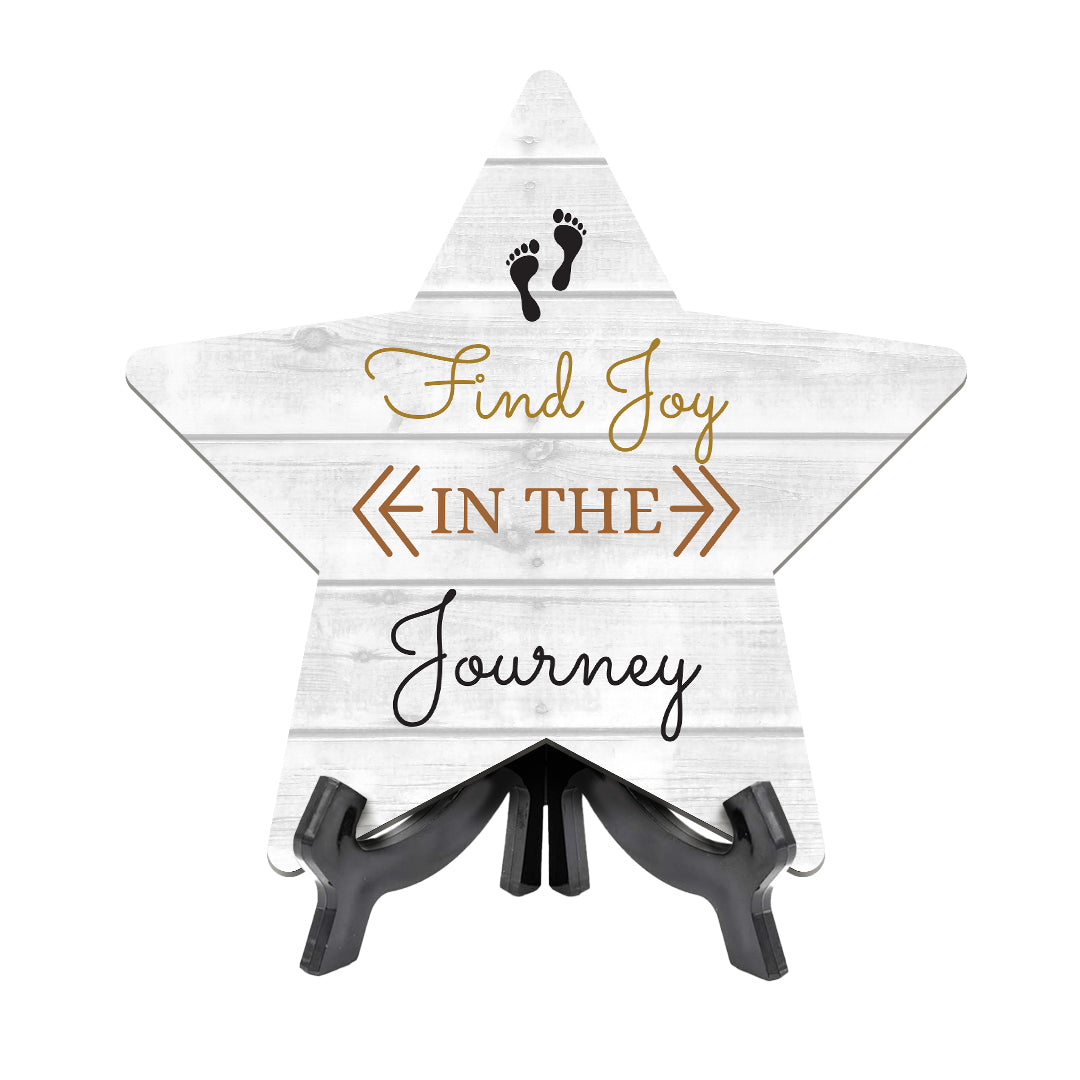 Sign ByLITA Find Joy in the Journey, Wood Color, Star Table Sign (6"x5")