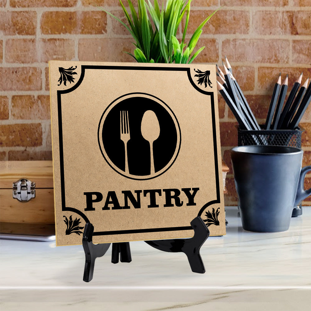 Pantry 5"x 5" Square Table Sign With Acrylic Easel | Home & Office Decor
