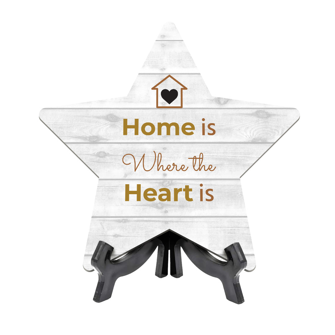 Sign ByLITA Home is Where the Heart Is, Wood Color, Star Table Sign (6"x5")