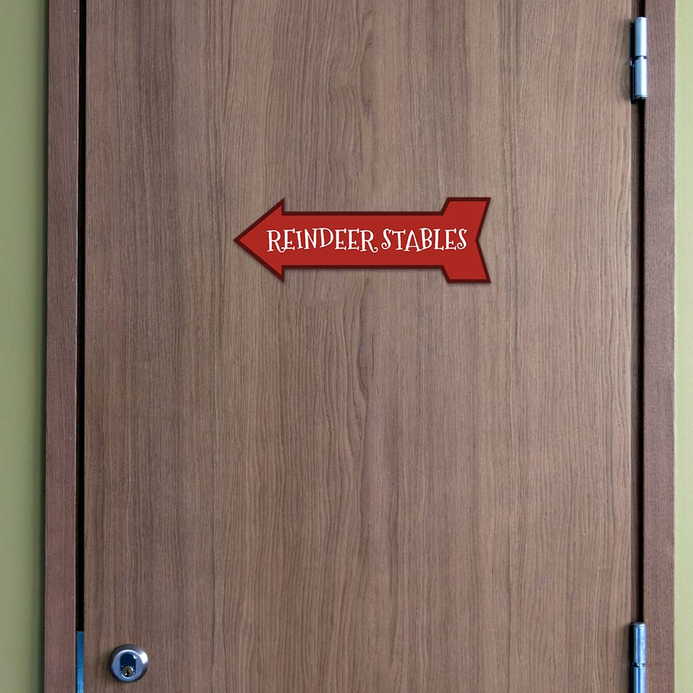 Arrow Shape Plus Reindeer Stables 12x4" Wall or Door Sign | Christmas Holiday Decoration