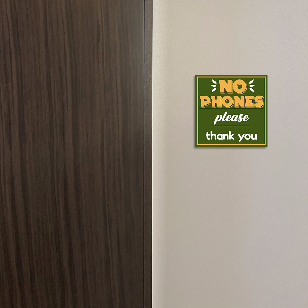Square Plus No Phones Please Thank You Wall or Door Sign | Public Spaces Signage