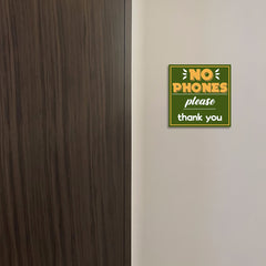 Square Plus No Phones Please Thank You Wall or Door Sign | Public Spaces Signage