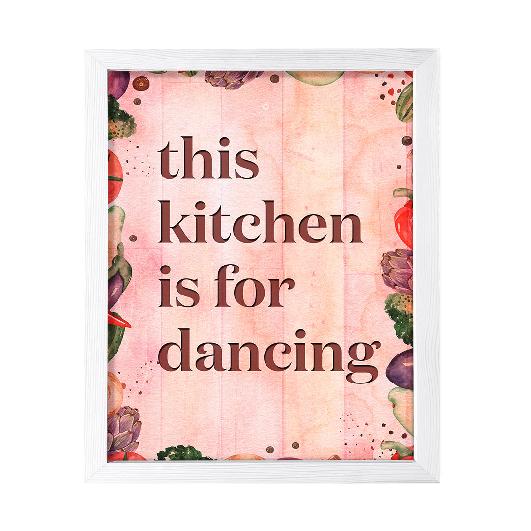 This Kitchen is for Dancing, Watercolor Framed Kitchen Wall Art