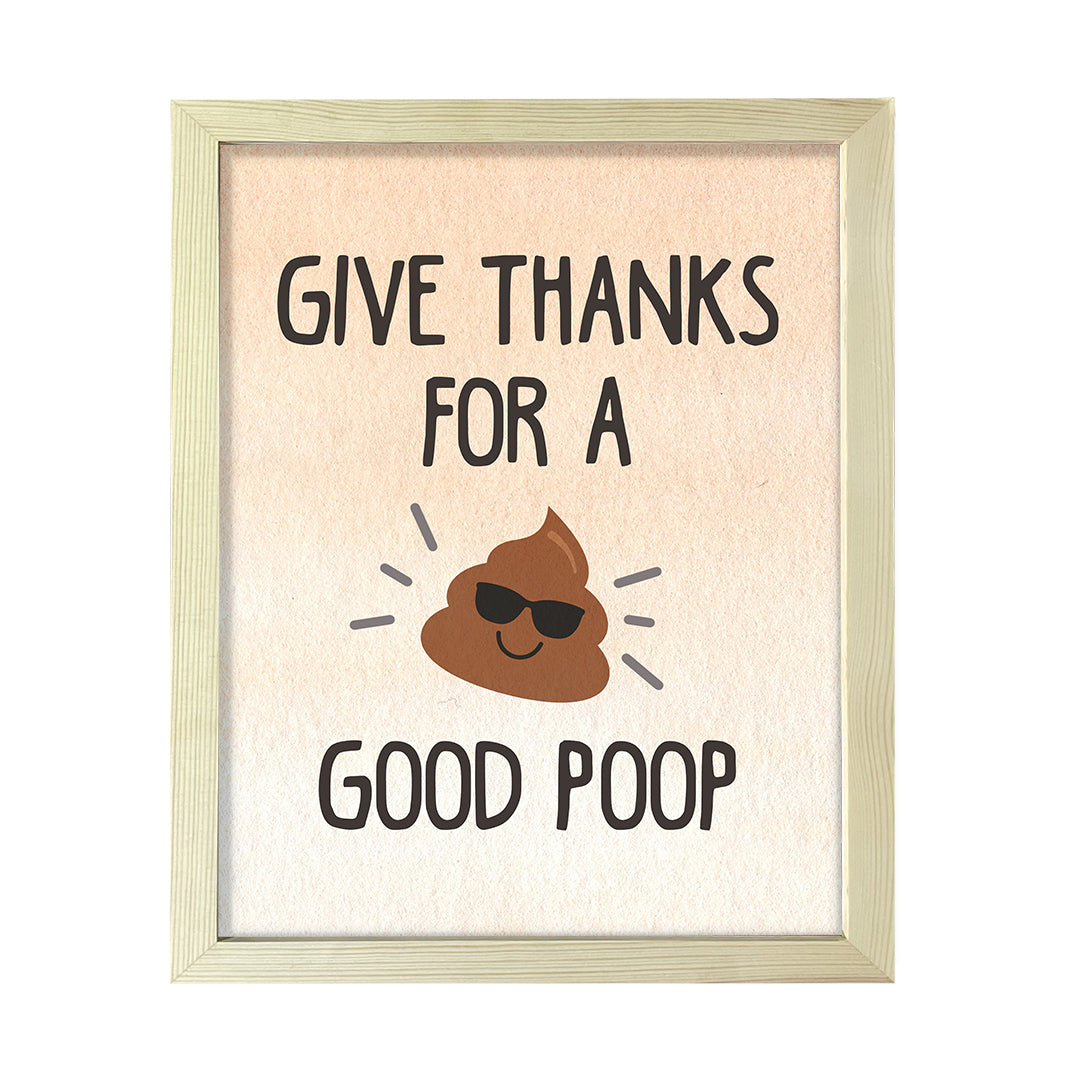 Give Thanks for a Good Poop, Bathroom Framed Wall Art, Home Décor Prints
