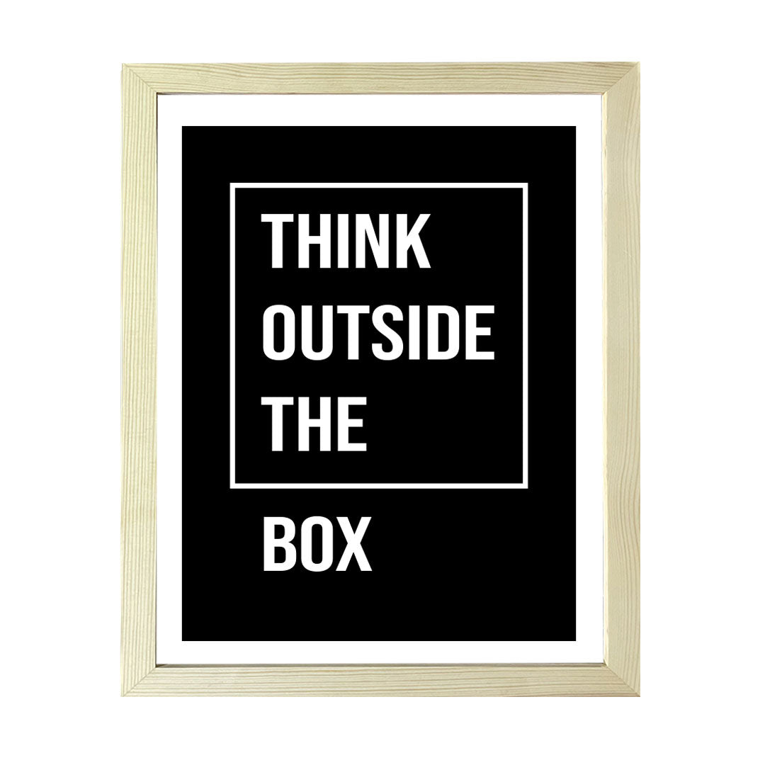 Designs ByLITA Think Outside The Box, Framed Wall Art Print | Positive Motivational Decor