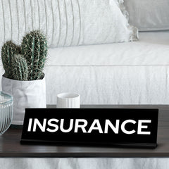Signs ByLITA Insurance Black Frame, Desk Sign (2x8")