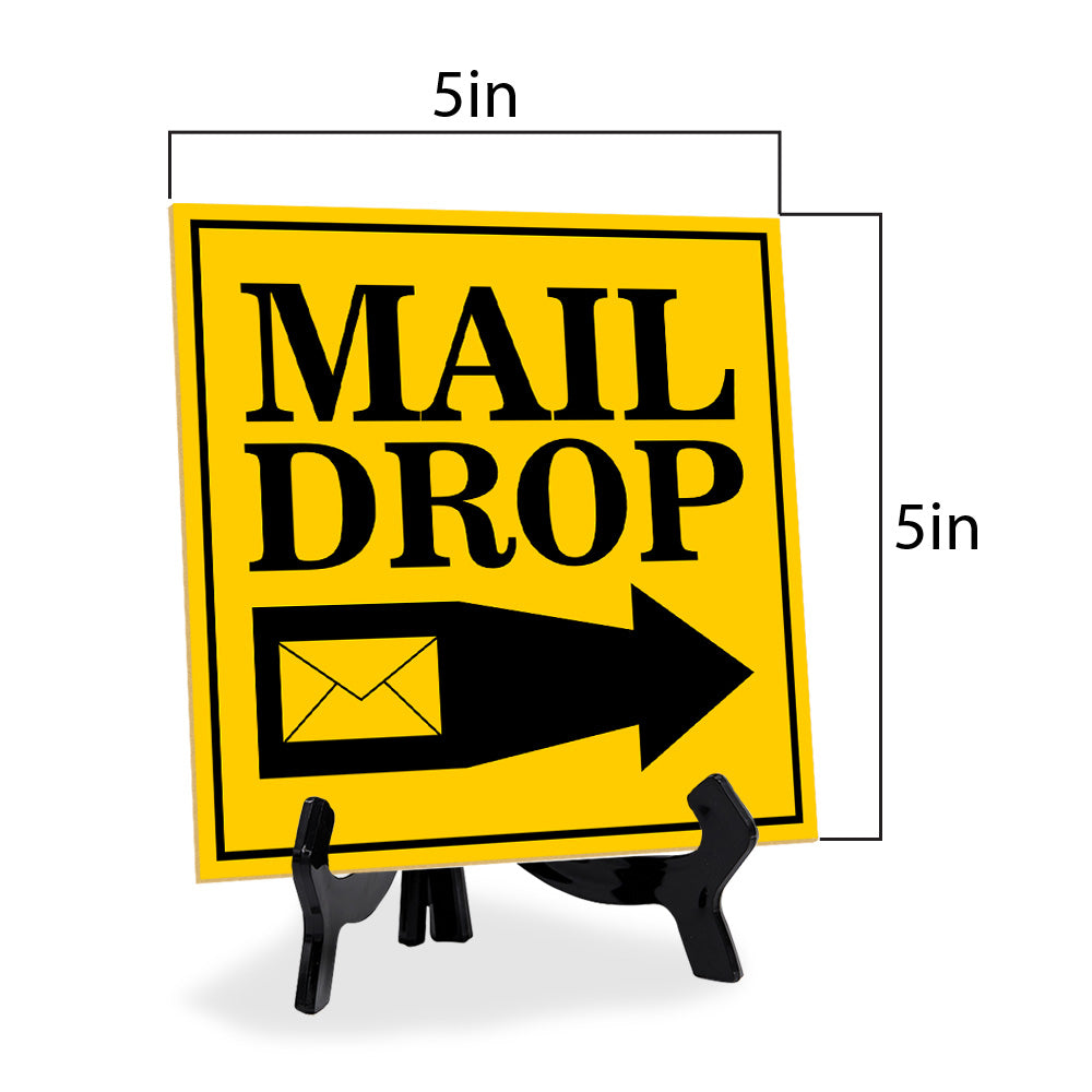 Mail Drop 5"x 5" Square Table Sign With Acrylic Easel | Home & Office Decor