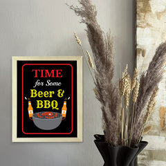 Designs ByLITA Time For Some Beer & BBQ, Framed Wall Art Print | Funny Home Decor