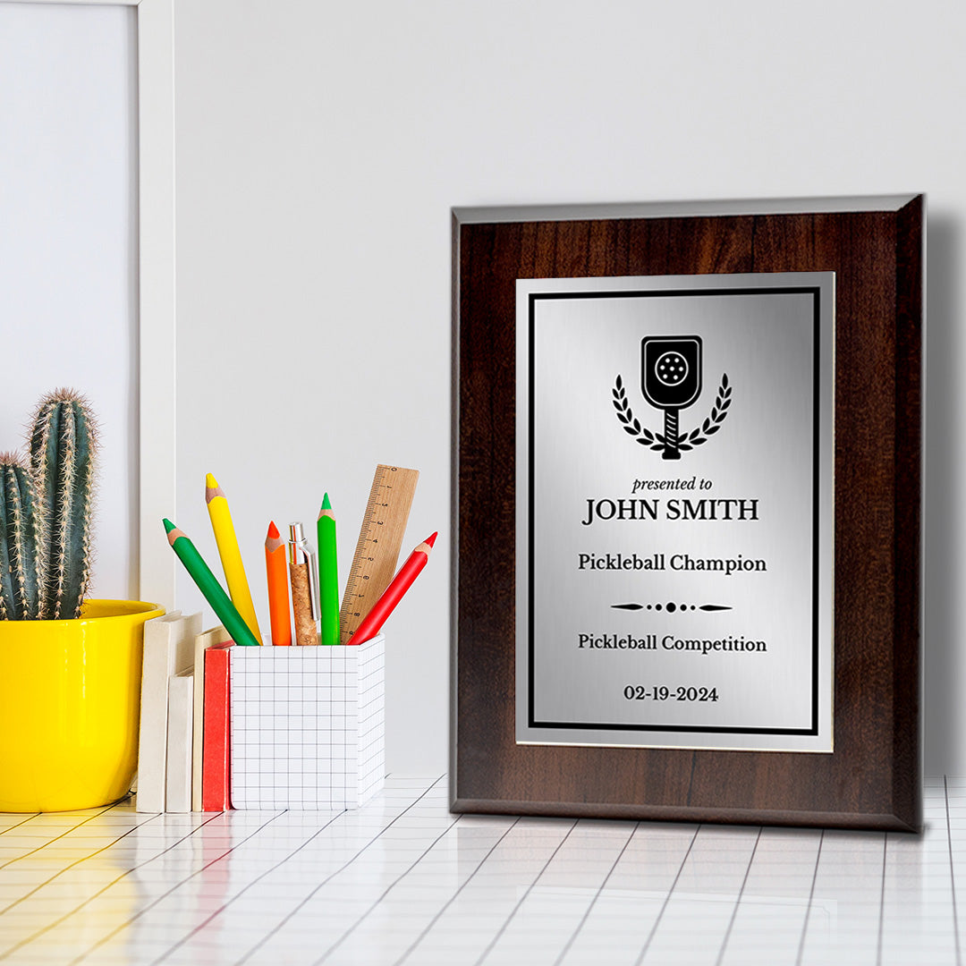 Pickleball Competition Custom Award Plaque |Easel Mount Option | Achievement and Recognition Personalizable Plaques