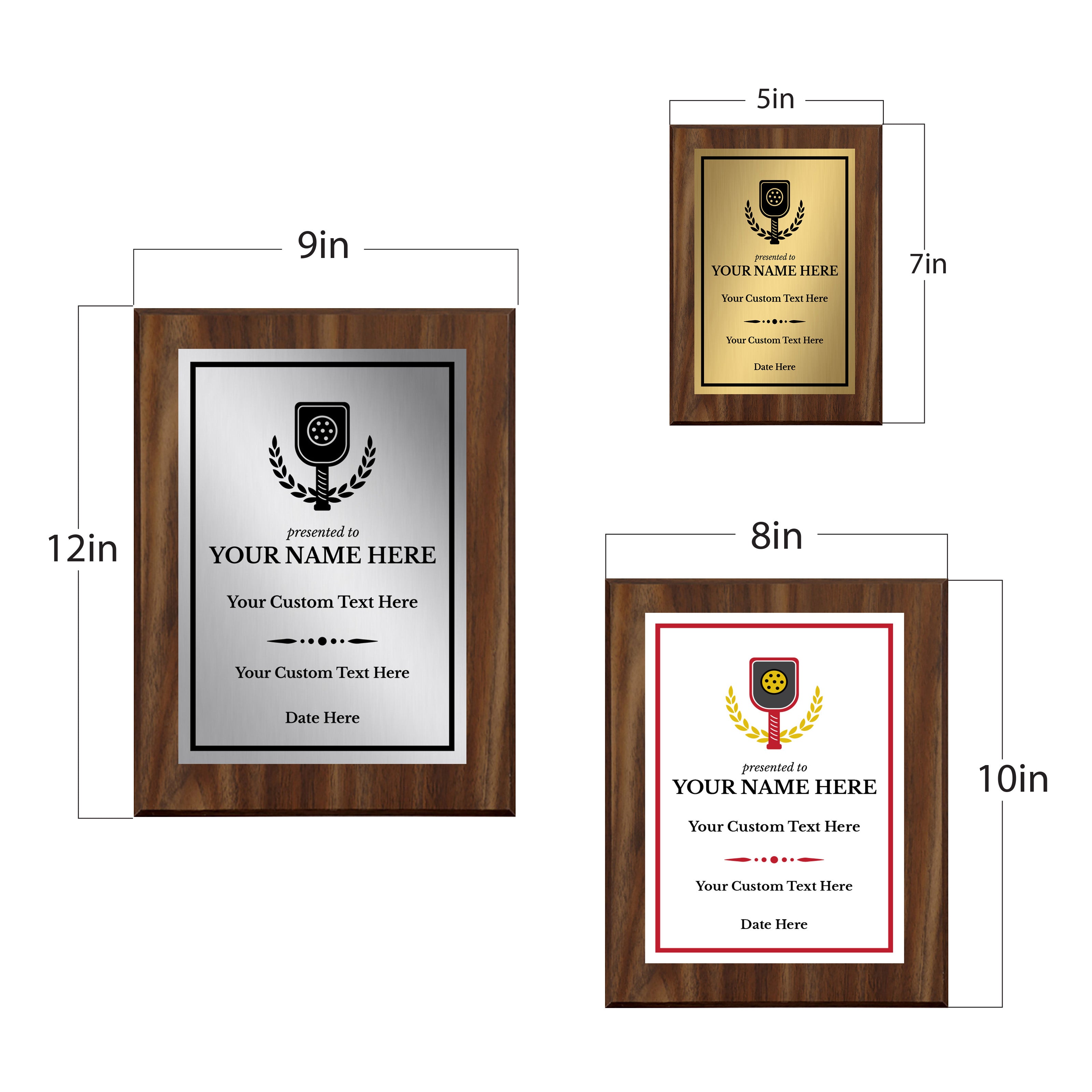 Pickleball Competition Custom Award Plaque |Easel Mount Option | Achievement and Recognition Personalizable Plaques