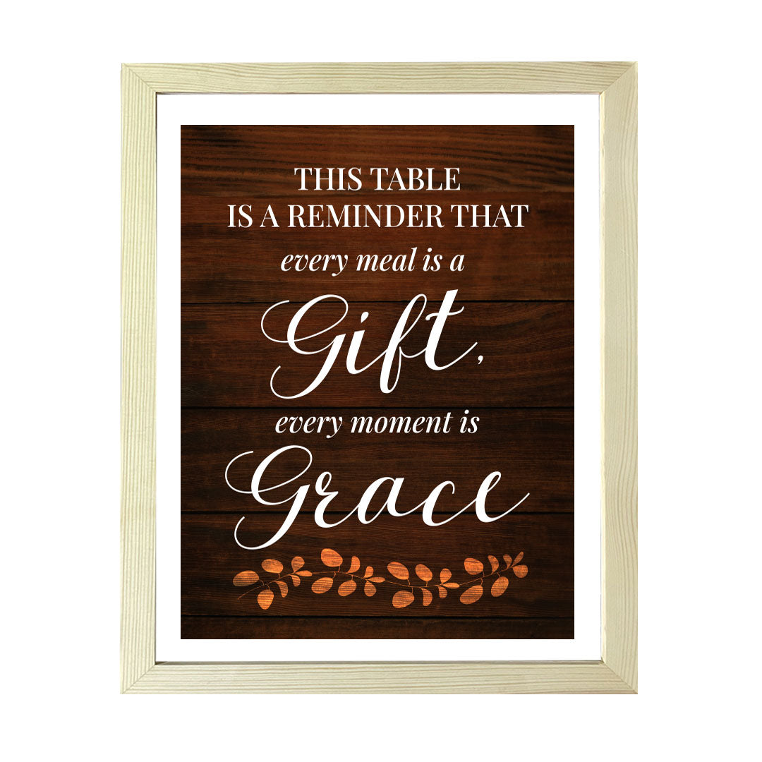 Designs ByLITA This Table Is A Reminder That Every Meal Is A Gift, Every Moment Is Grace, Framed Wall Art Print | Religious Church & Home Decor