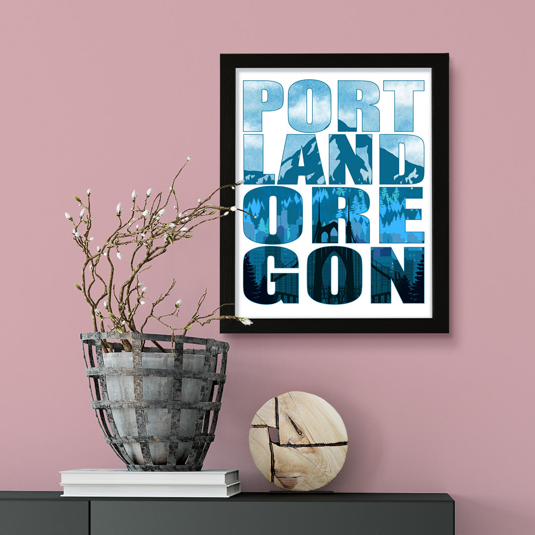 Designs ByLITA Portland, Oregon Inspirational, Wall Print Art | American Cities Stylish Home Decoration (Unframed or Framed)