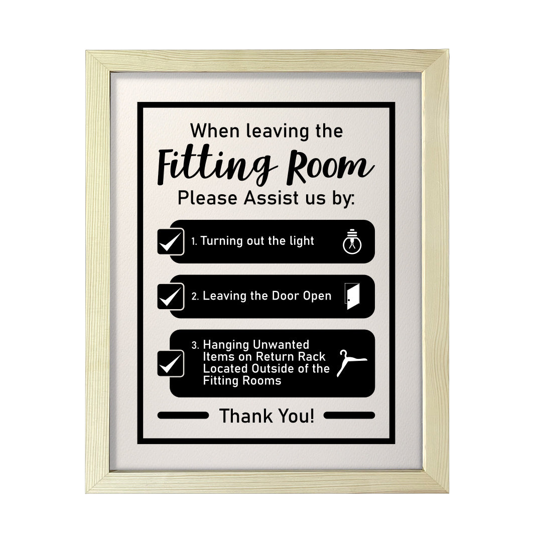 Designs ByLITA When Leaving The Fitting Room Please Assist Us By, Wall Print Art | Retail Store Decoration (Unframed or Framed)