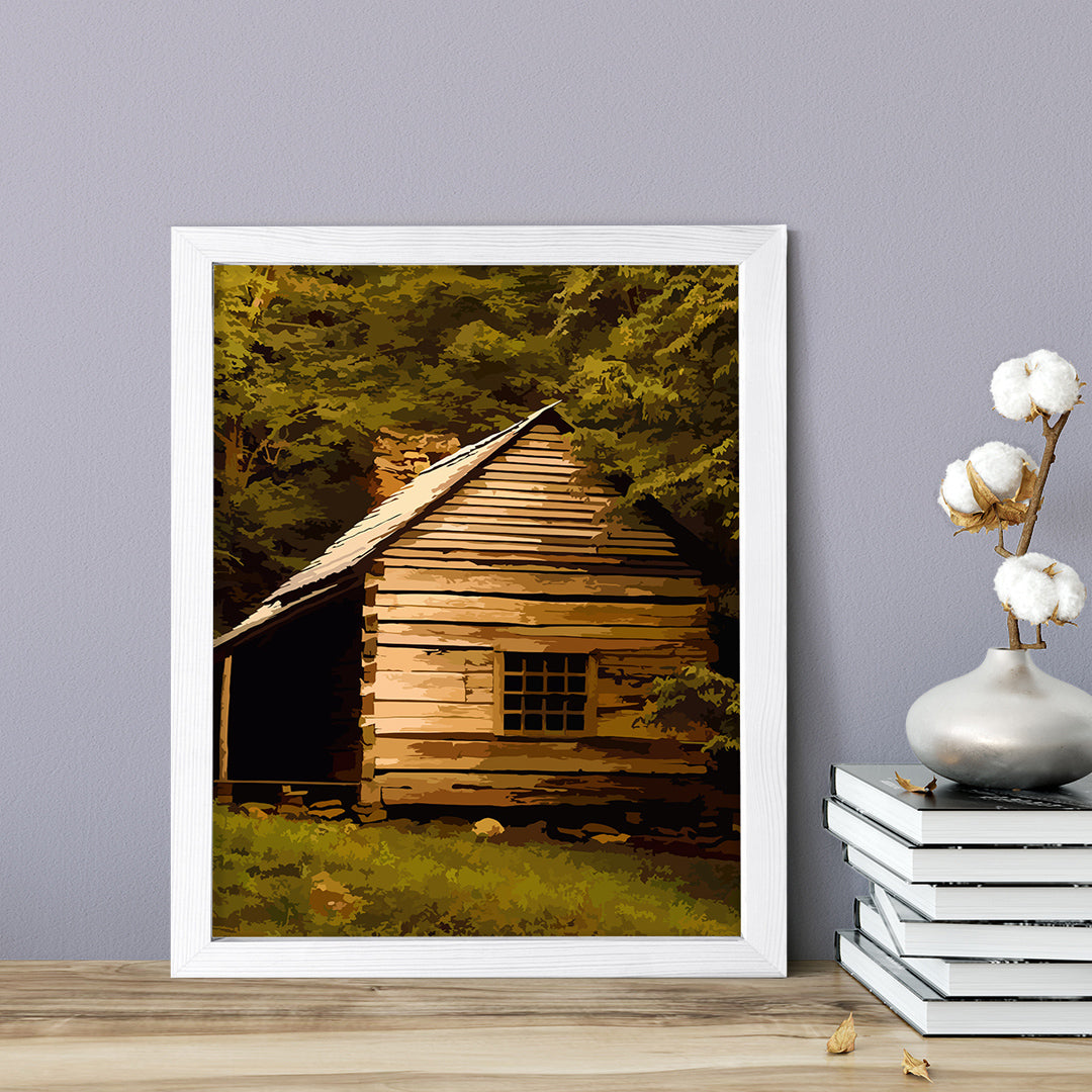 Secluded Country Cabin, Framed Print Sign Easy Installation | Forest and Trees | Stylish Modern Decoration For The Home and Officer