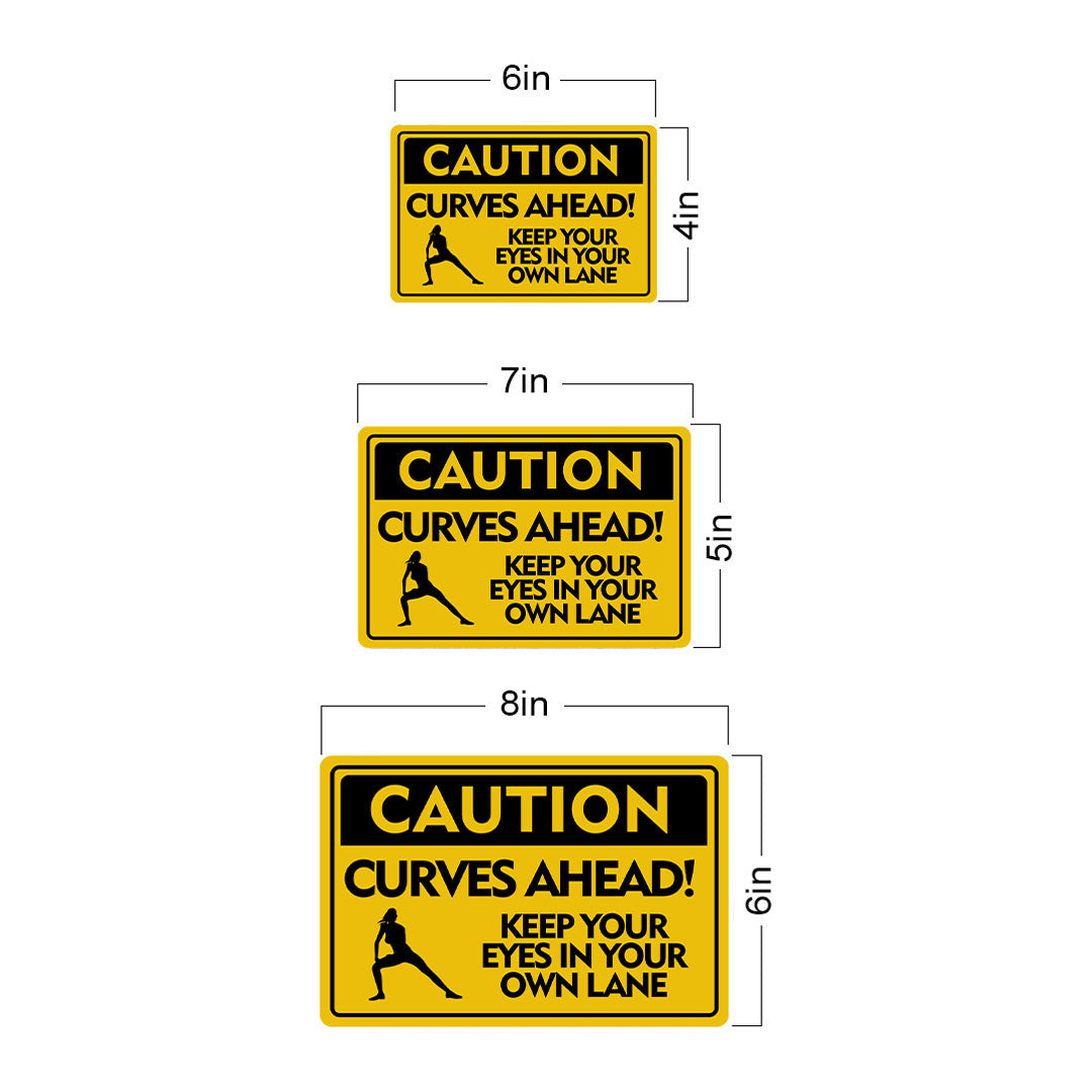 Classic Framed Plus Caution Curves Ahead! Keep Your Eyes In Your Own Lane Door or Wall Sign | Gym Etiquette Signage
