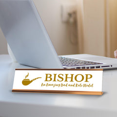 Signs ByLITA Bishop An Amazing Dad and Role Model Gold Frame, Desk Sign (2x8")