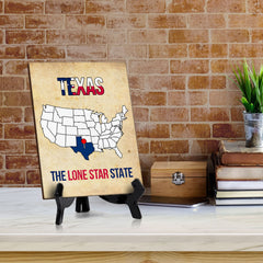 Texas: The Lone Star State Table Sign with Acrylic Stand (6x8“) | State Pride Collection | Perfect Gift for Coworkers or Family
