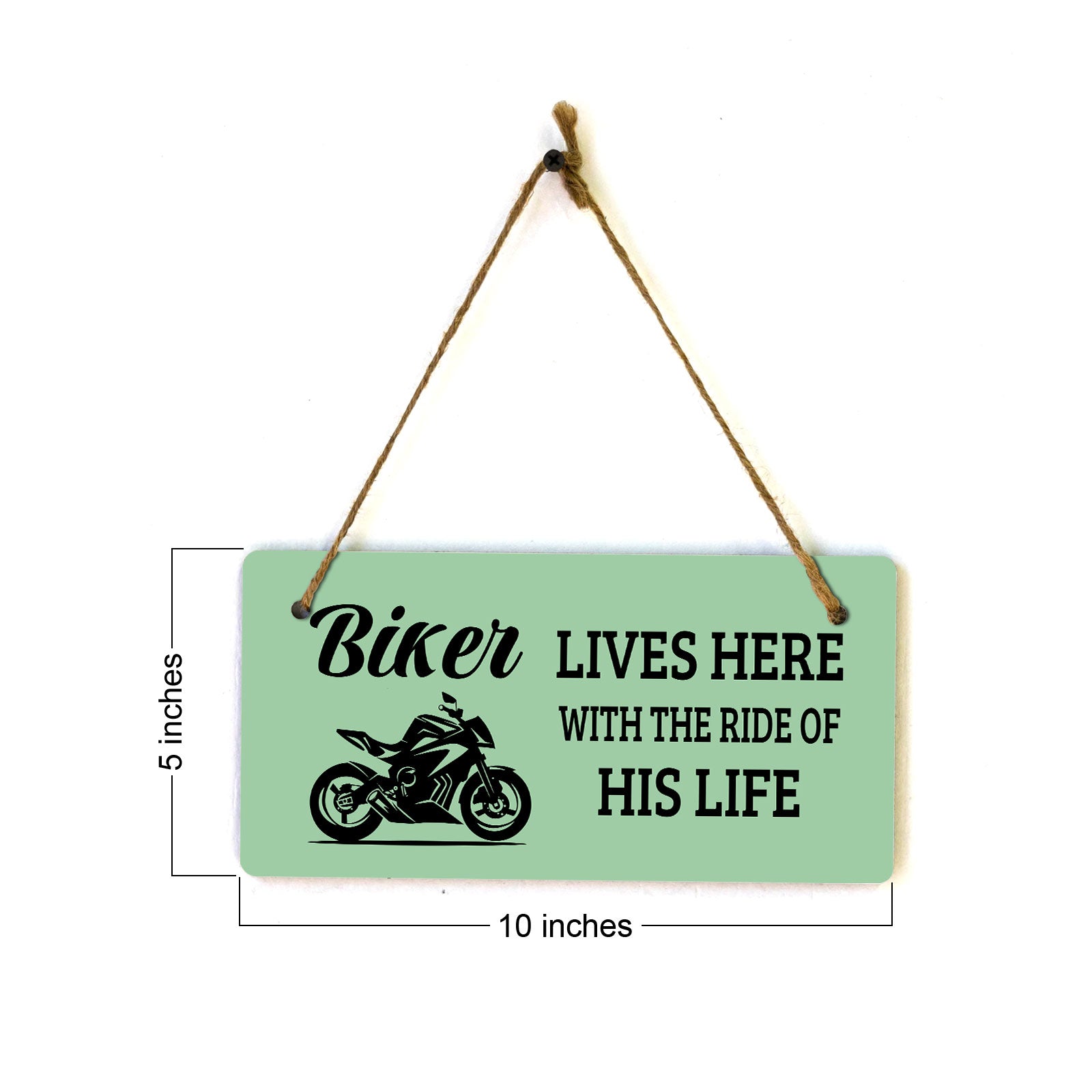 Biker Lives Here With The Ride Of His Life 5" x 10" Hanging Wall or Door Sign | Home Decor