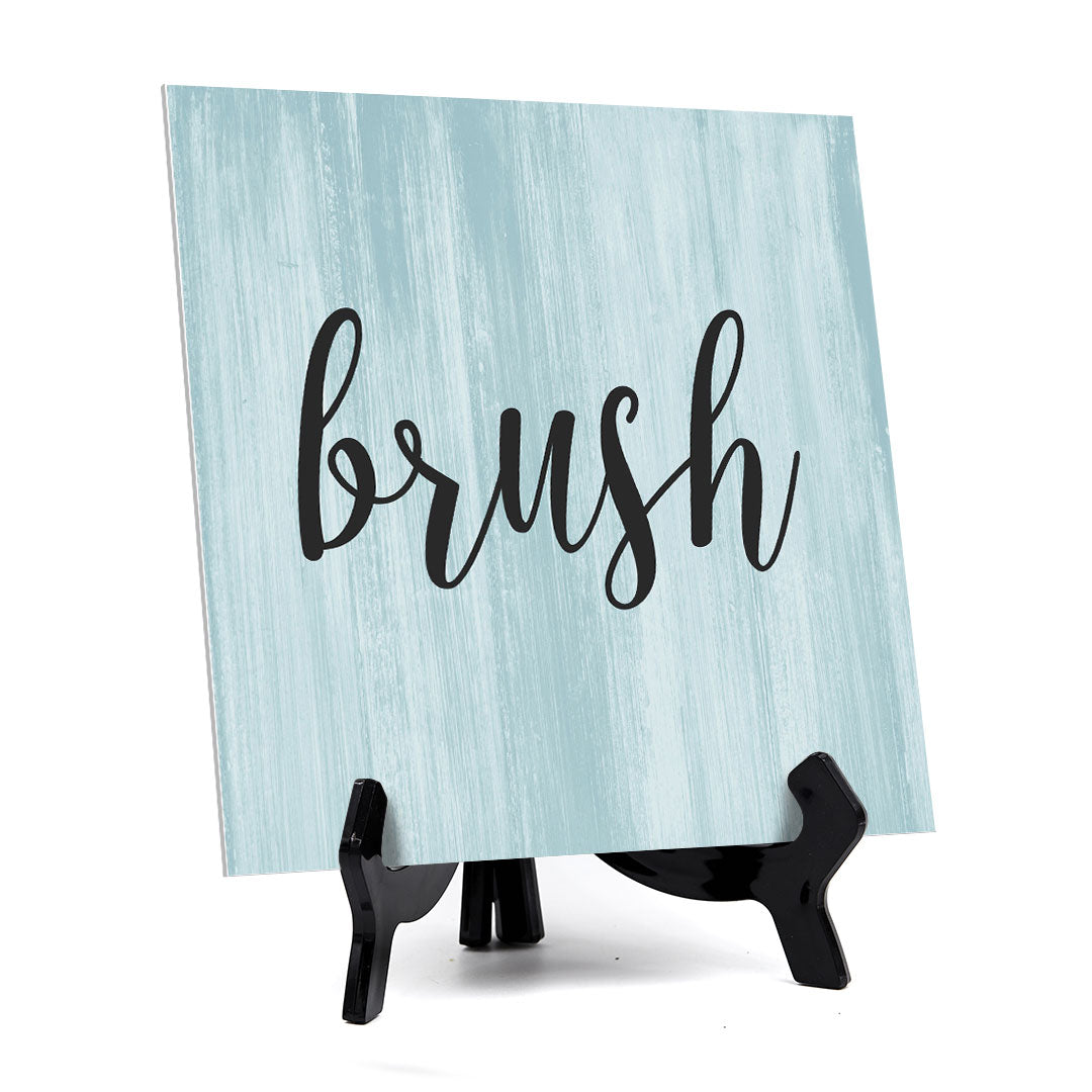 Signs ByLITA Brush, Wood Color, Square Table Sign (5" x 5”)