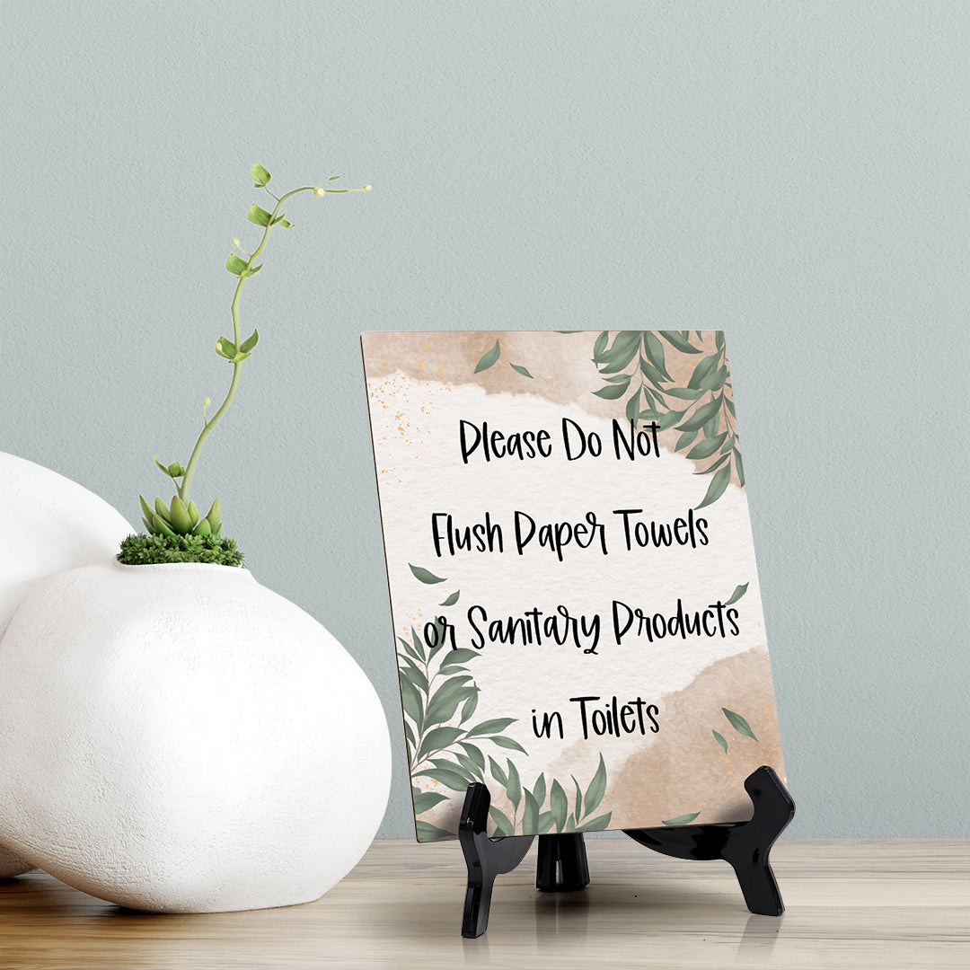 Signs ByLita Please Do Not Flush Sanitary Products Table Sign (6 x 8")