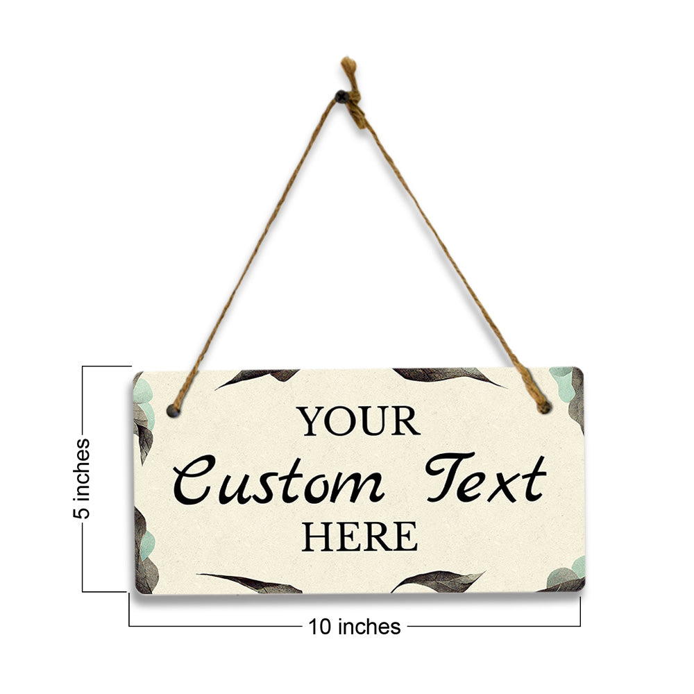 Boho Leaves Winter Design Custom 5 x 10" Hanging Wall or Door Sign | Rustic Twine | Personalized Home Decor | Boho Chic Design