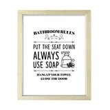 Bathroom Rules Put The Seat Down, Framed Wall Art, Home Décor Prints