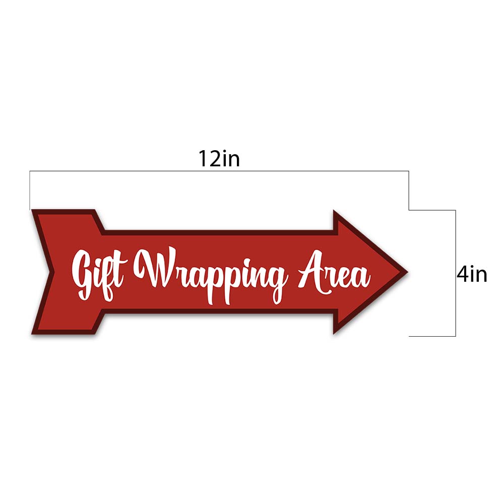 Arrow Shape Plus Gift Wrapping Area 12x4" Wall or Door Sign | Christmas Holiday Decoration