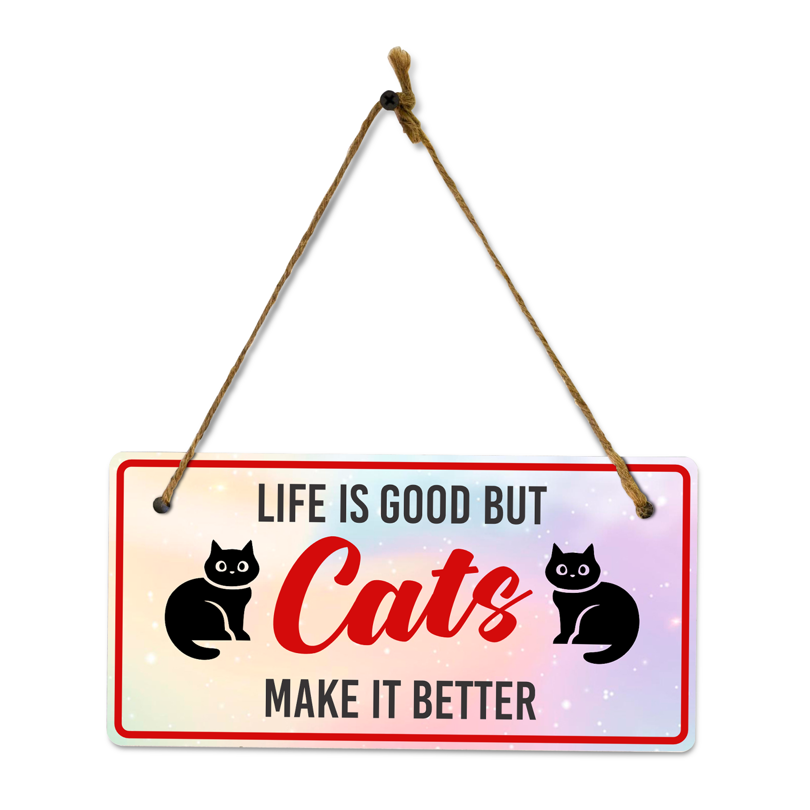 Cat Lovers Home Decor 5x10 Hanging Plus Wall or Door Sign