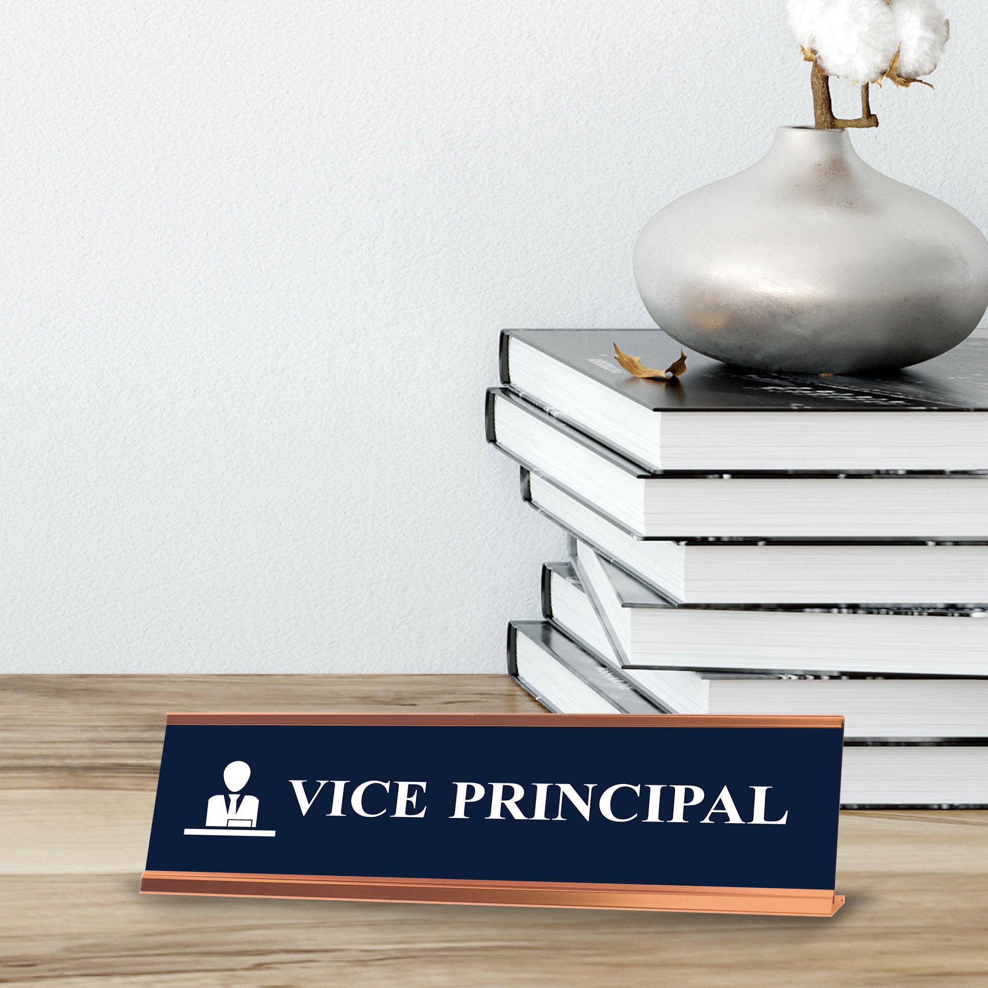 Vice Principal, Front Desk Gold Frame, Desk Sign (2x8")
