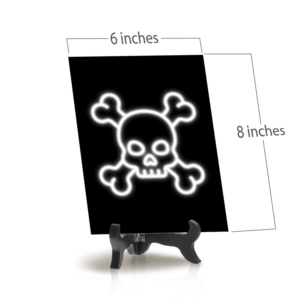 Skull Neon Graphic Style Table Sign with Acrylic Stand (6x8“) | Live Streamer Gaming Themed Decoration