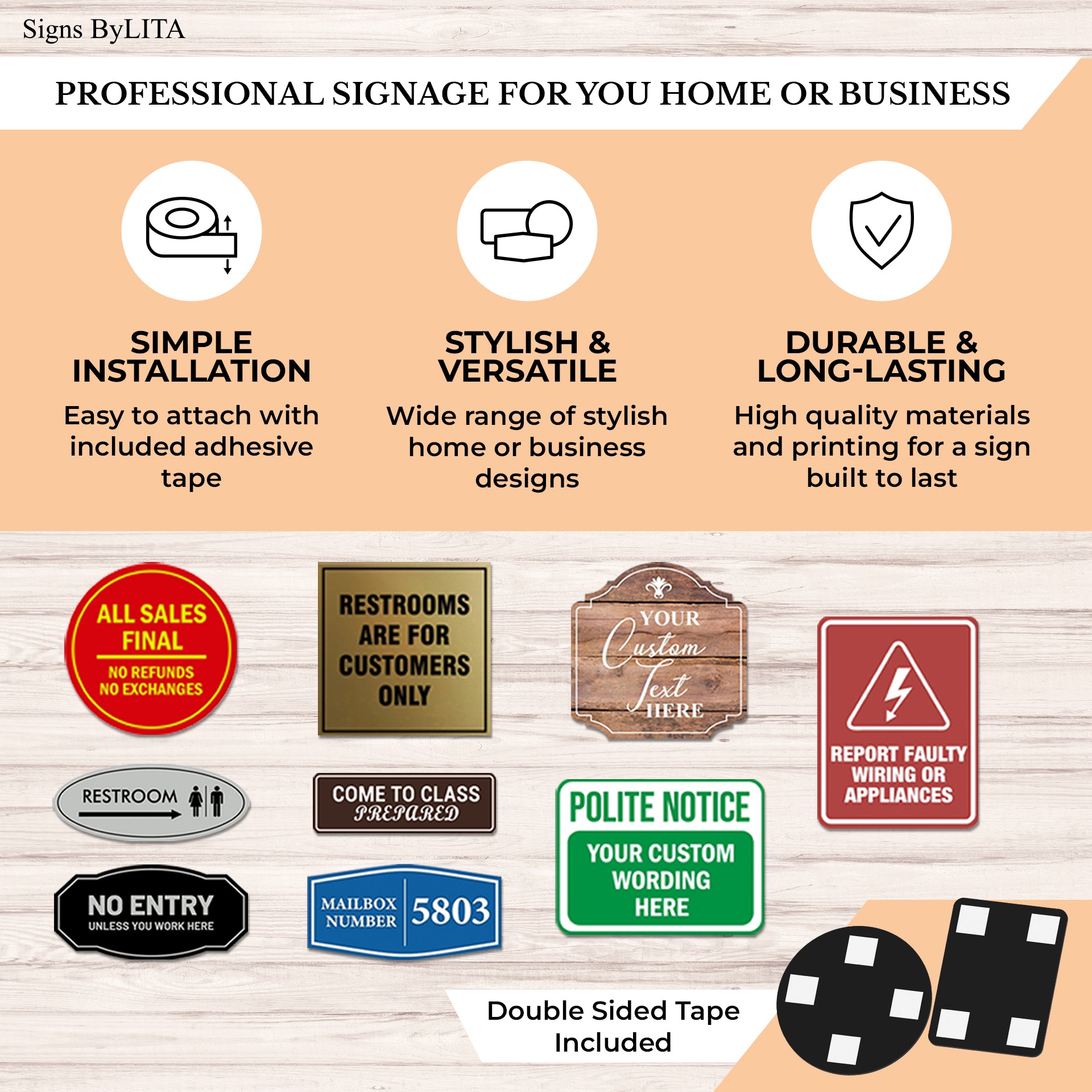 Signs ByLITA Fancy Plus | Beware of Dog Wall or Door Sign | Customizable with Your Company Logo | Durable & Easy to Install