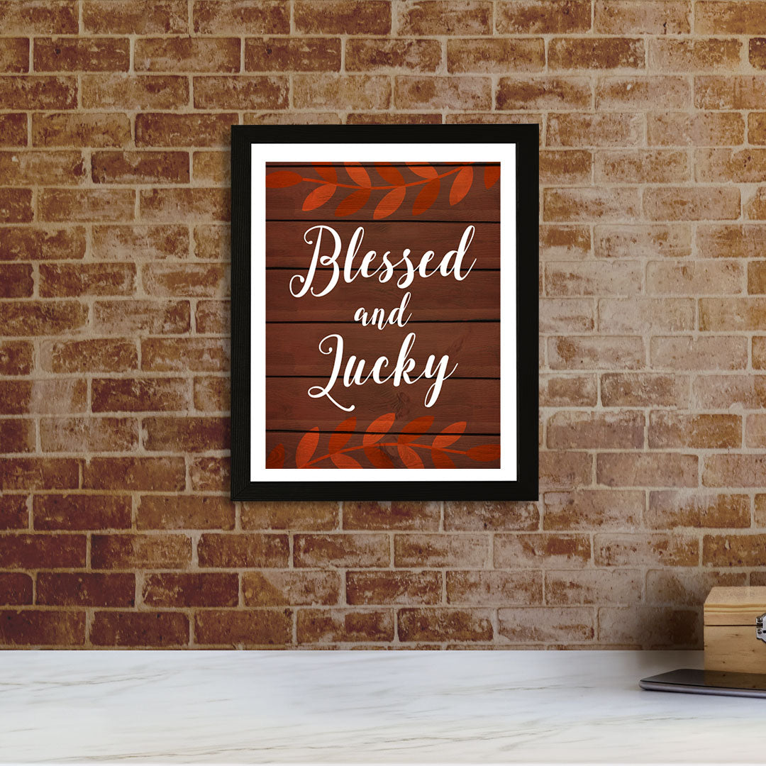 Designs ByLITA Blessed And Lucky, Framed Wall Art Print | Religious Church & Home Decor