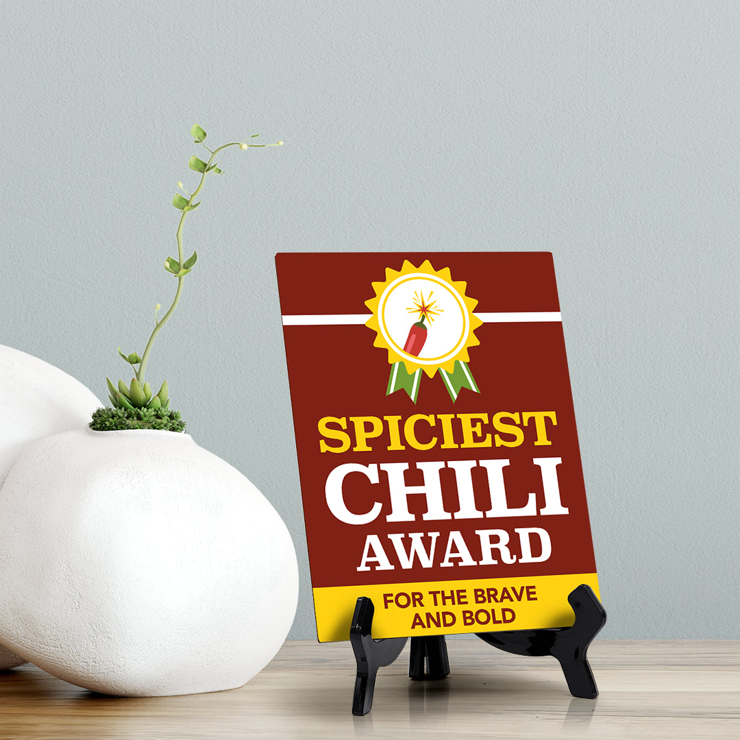 Signs ByLITA Spiciest Chili Award: For the Brave and Bold Table Sign with Acrylic Stand (6x8“)