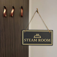 Steam Room 5x10 Hanging Plus Wall or Door Sign | Rustic Twine | Workplace Signage