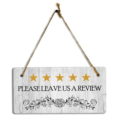 5 Stars Please Leave Us A Review 5x10 Hanging Plus Wall or Door Sign | Business Décor